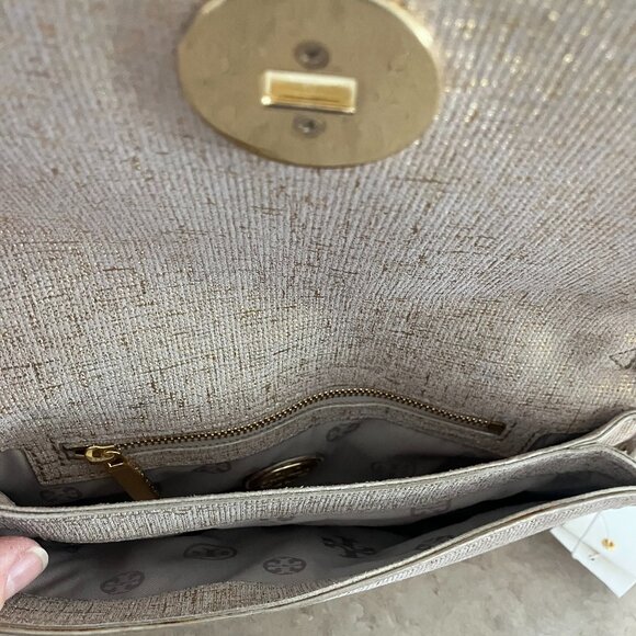 Tory Burch Adalyn Gold Brushed Metallic Suede Bag - Picture 4 of 5